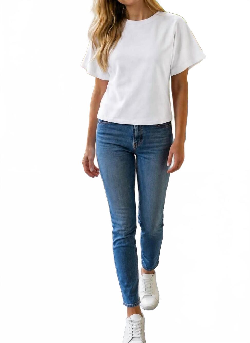 NEW NECESSITEES angel crew neck t-shirt in white